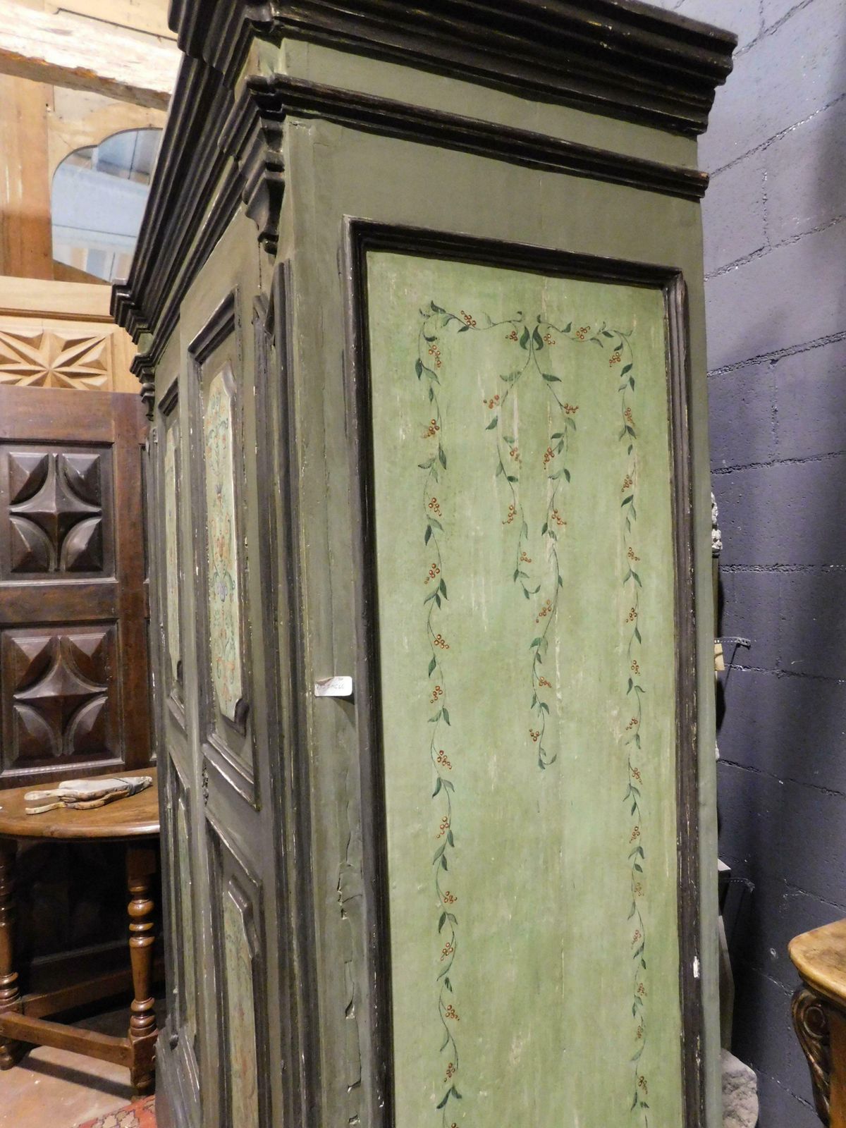 photo furniture Double Door Wardrobe In Carved And Painted Wood, Italy