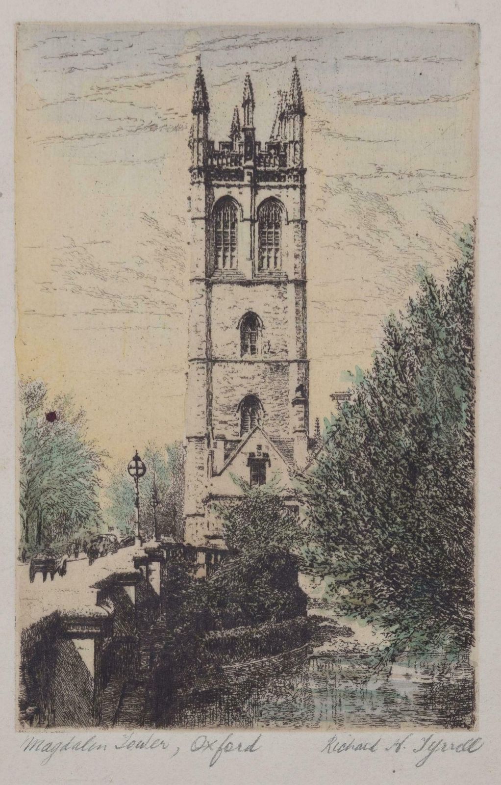 Richard H Tyrell Magdalen College, Oxford Tower Etching By Richard H Tyrell