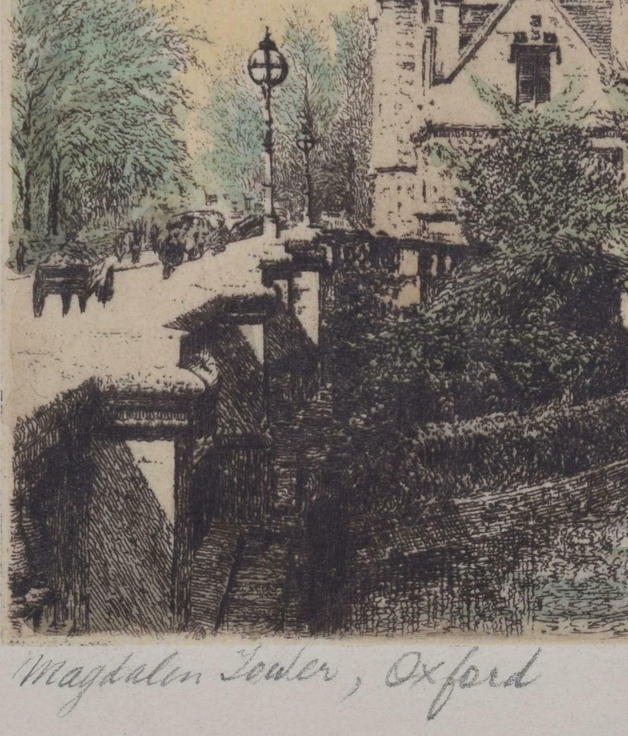 Richard H Tyrell Magdalen College, Oxford Tower Etching By Richard H Tyrell photo Art