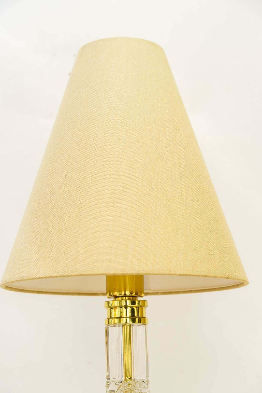 Big Art Deco Glass Rod Table Lamp With Fabric Shade Vienna Around 1920s photo vintage