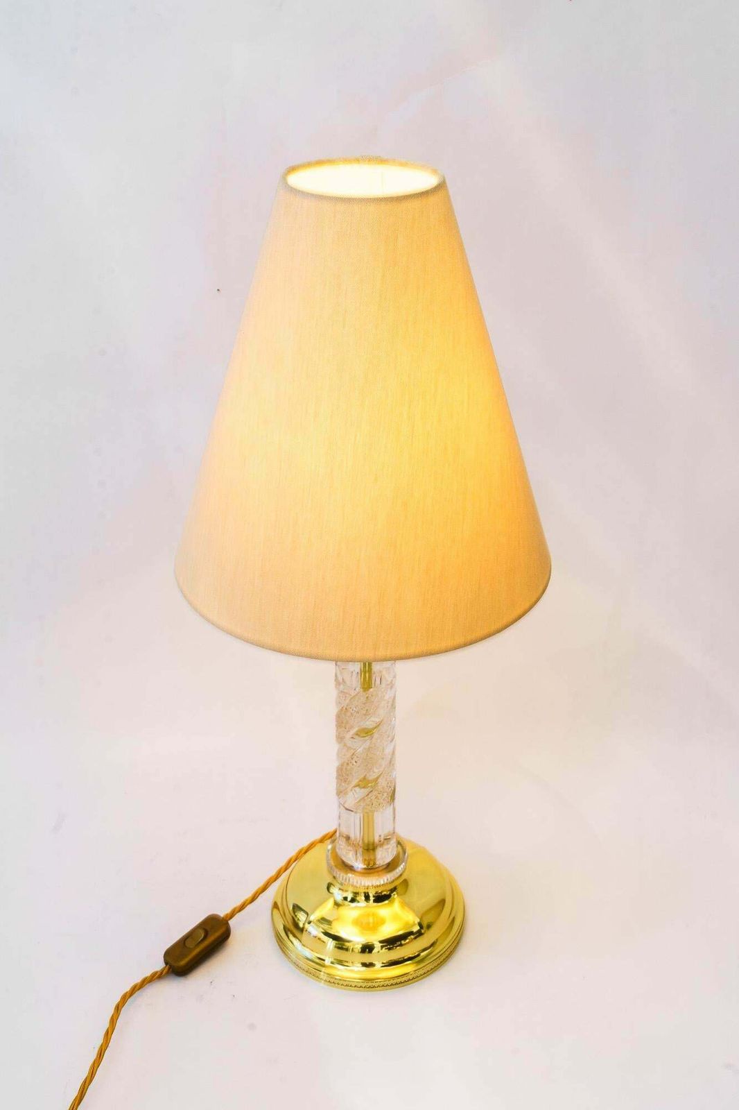 photo buy Big Art Deco Glass Rod Table Lamp With Fabric Shade Vienna Around 1920s
