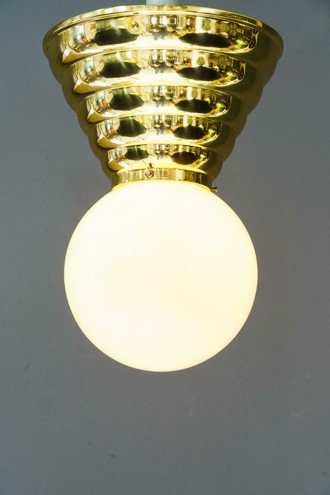 Art Deco Ceiling Lamp With Opal Glass Shade Vienna Around 1920s photo for sale