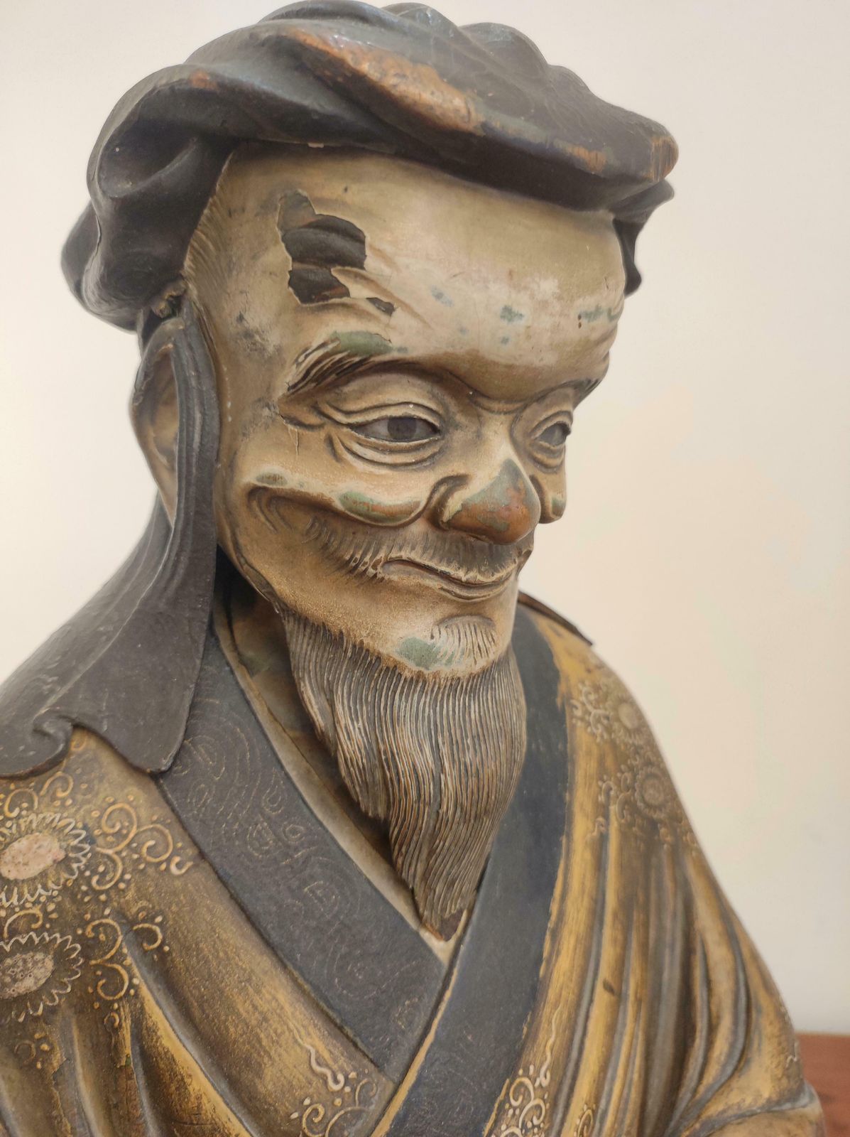 Japanese Old Man Statue, Tenmei Era, Dated 1781 photo for sale