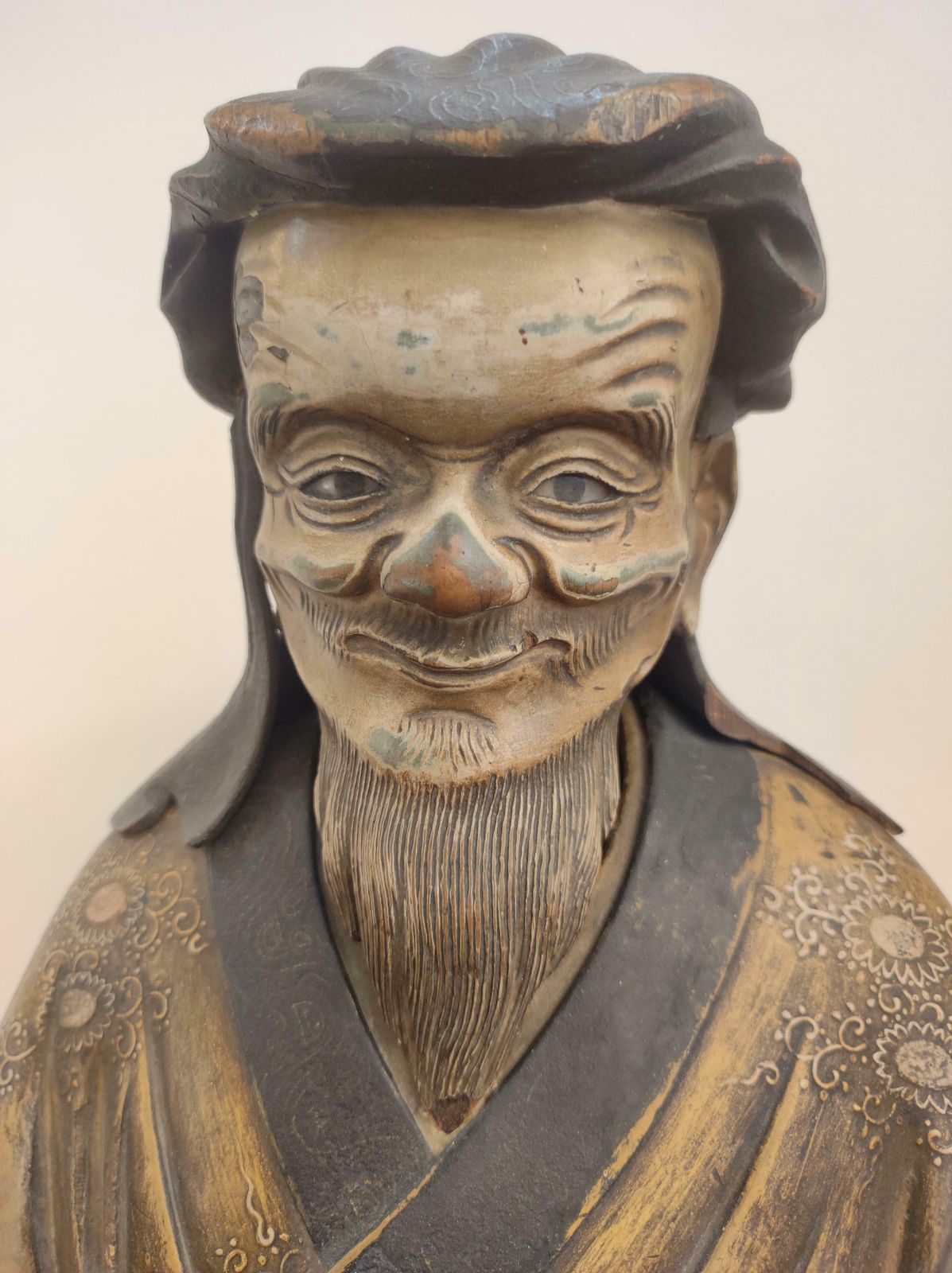 photo vinterior Japanese Old Man Statue, Tenmei Era, Dated 1781