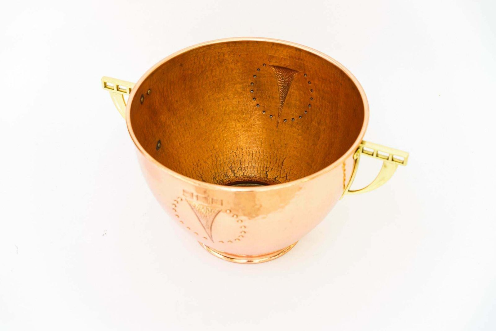 Art Deco Copper And Brass Palm Pott Vienna Around 1920s photo vinterior