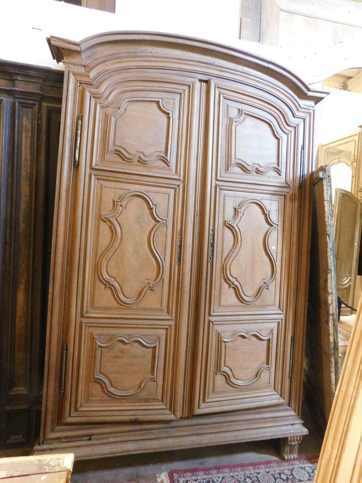 Placard, Wall Cabinet In Carved Oak Wood With Wavy Panels, France photo buy