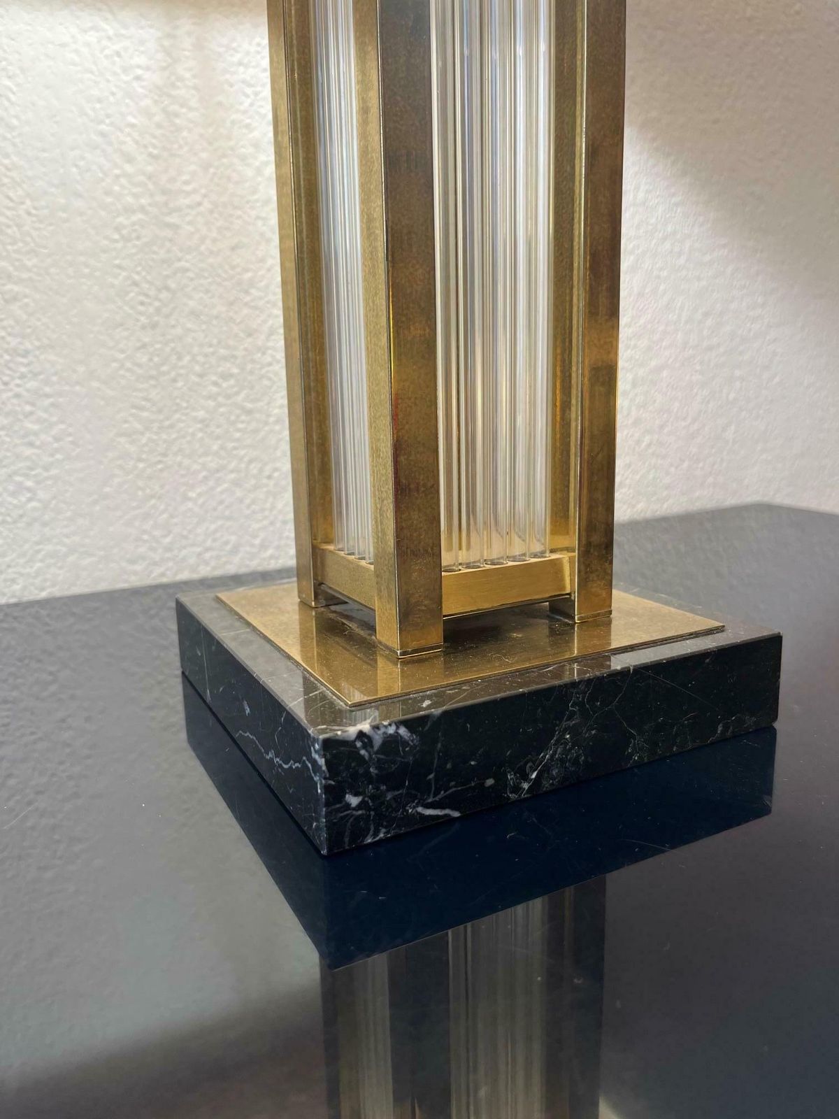 Pair Of Marble, Glass & Brass Table Lamps By Romeo Rega, Italy Ca. 1970s photo Lighting
