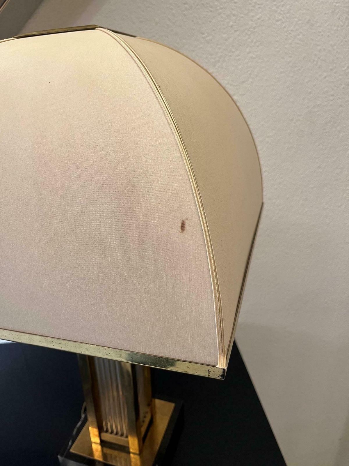 photo vinterior Pair Of Marble, Glass & Brass Table Lamps By Romeo Rega, Italy Ca. 1970s