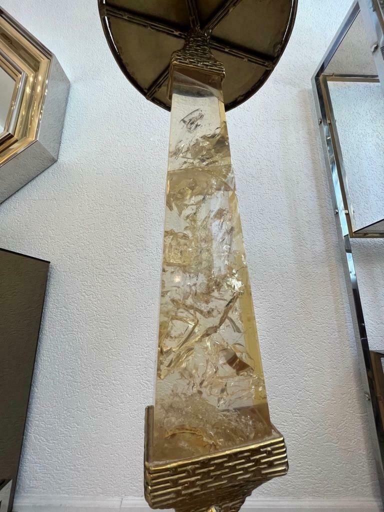 Jacques Duval Brasseur Signed Brass Pelican Obelisk Planter, France, Ca. 1970s photo vinterior