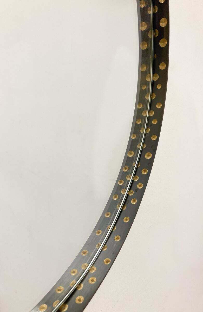 Mid Century Modern Brass And Steel Drop Shaped Mirror, Italy, 1970s photo vinterior