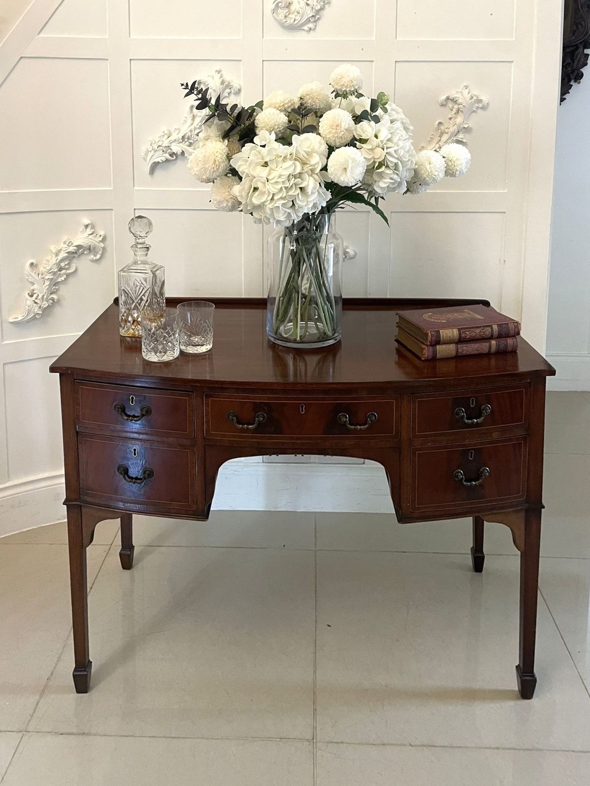 photo furniture Antique Early 20th Century Mahogany Bow Front Inlaid Sideboard