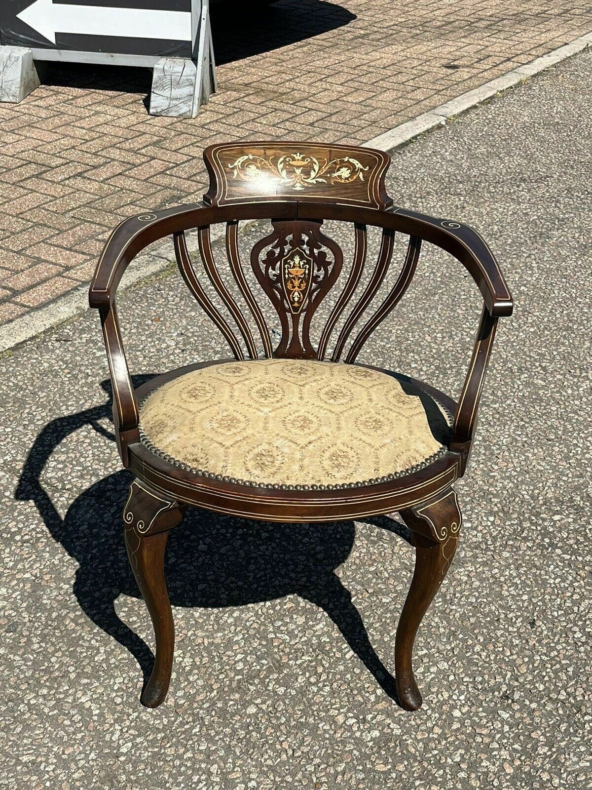Edwardian Marquetries Inlaid Mahogany Armchair , Superb Quality. photo furniture