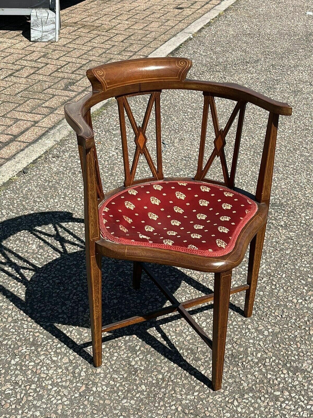 Antique Inlaid Mahogany Armchair photo Furniture