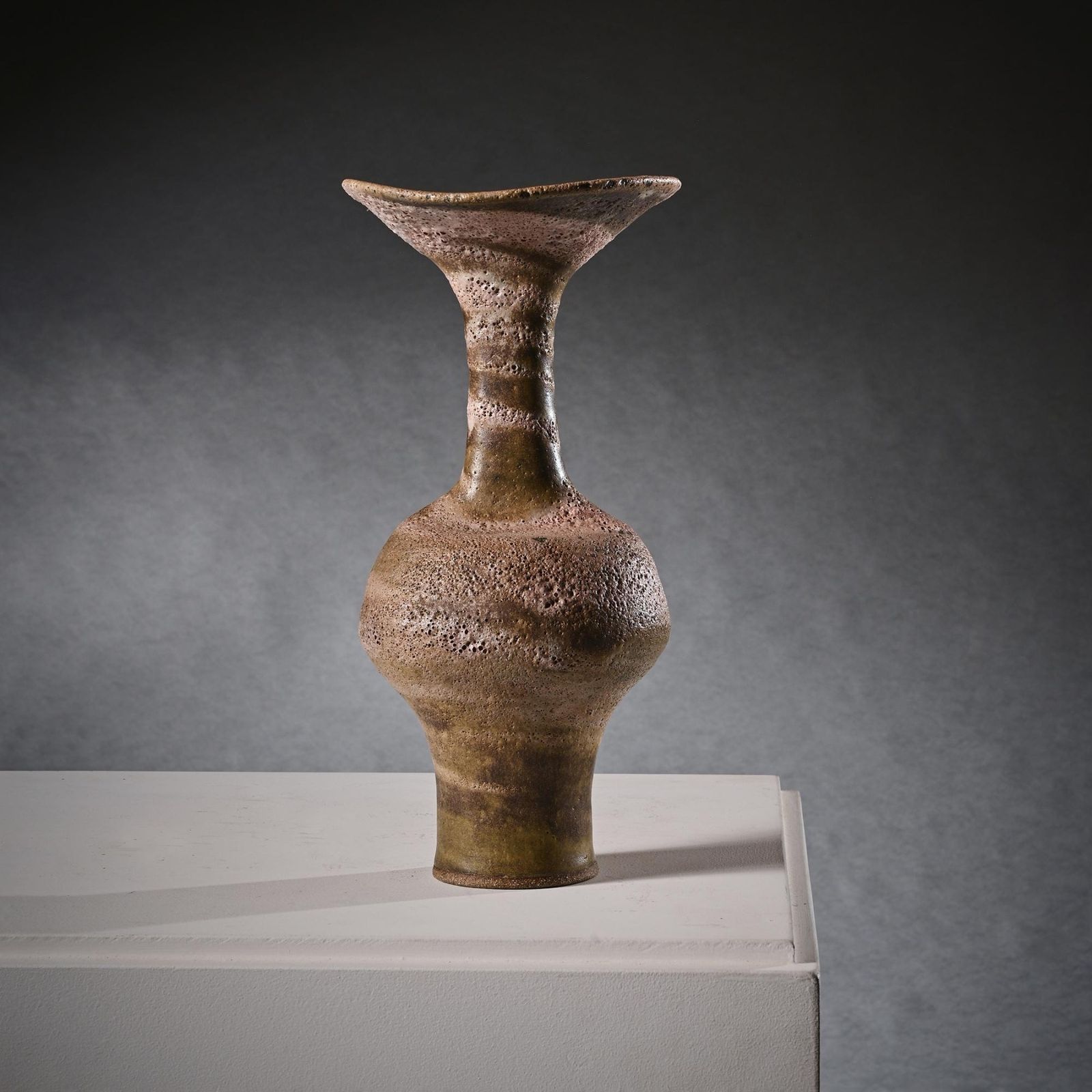 Lucie Rie Vase With Flaring Lip Mixed Stoneware Circa 1985