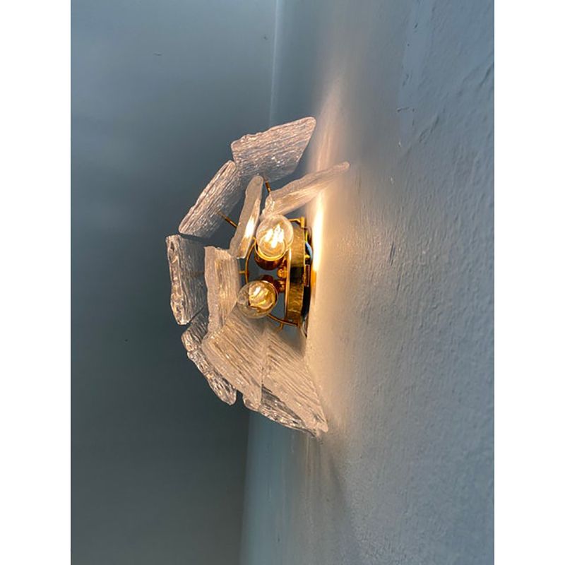 photo furniture Pair Of Contemporary Hammered Strips ”Listelli” Murano Glass Gold Wall Sconces By Simoeng