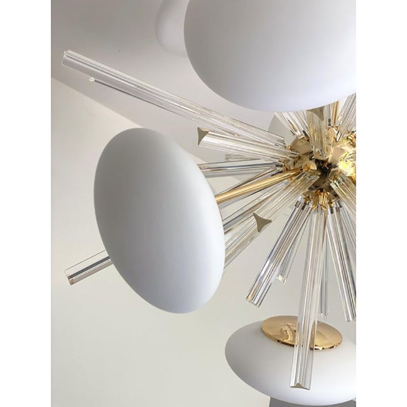 Lighting Contemporary Triedro And White Murano Glass Sputnik Gold Chandelier photo
