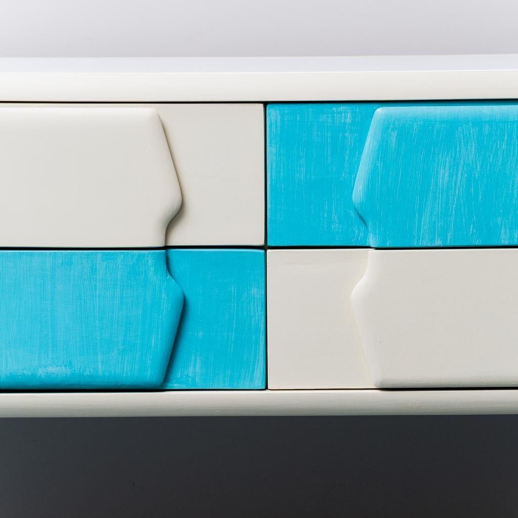 photo furniture Sideboard Mobile White Wood Metal 60s Vintage Modern Antique