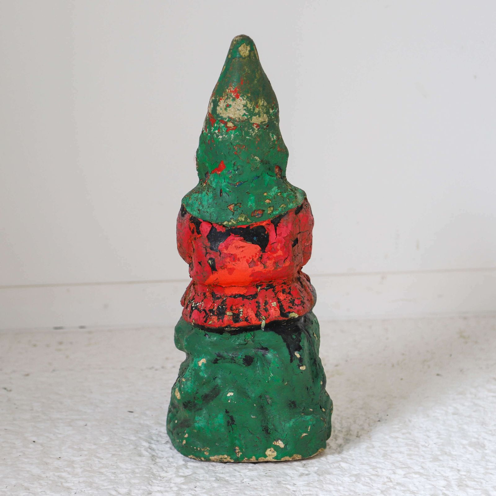English Circa 1930s Garden Gnome Cast Stone Original Flaky Paint photo Home Decor