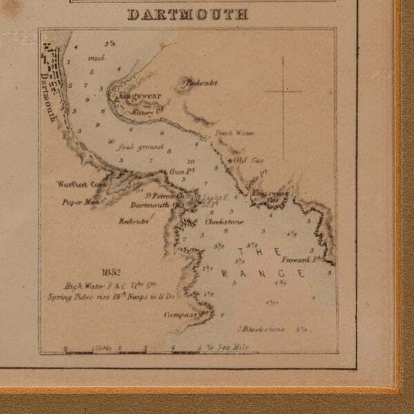 695.0 Antique Lithography Map, Coastal England, Framed Cartography Interest, Victorian photo