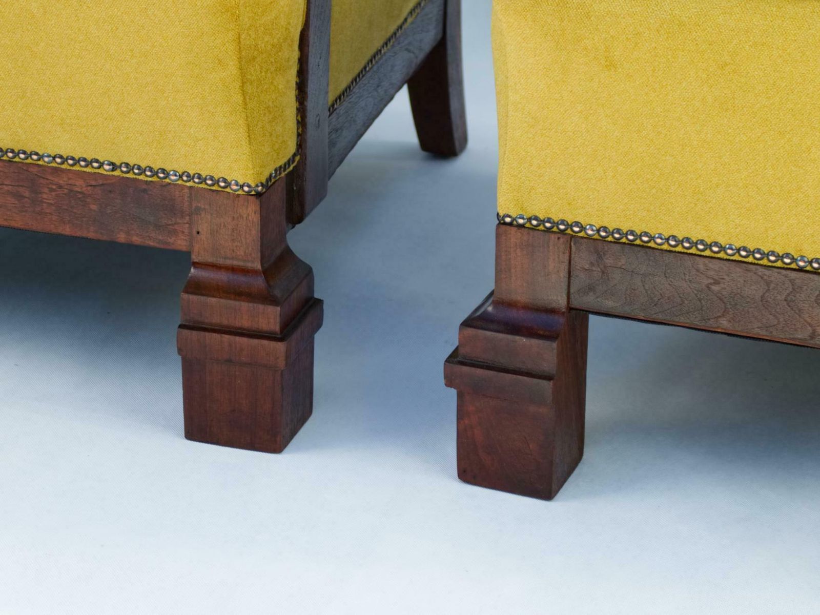 photo for sale Hand Carved Walnut Art Nouveau Armchairs, Circa 1920