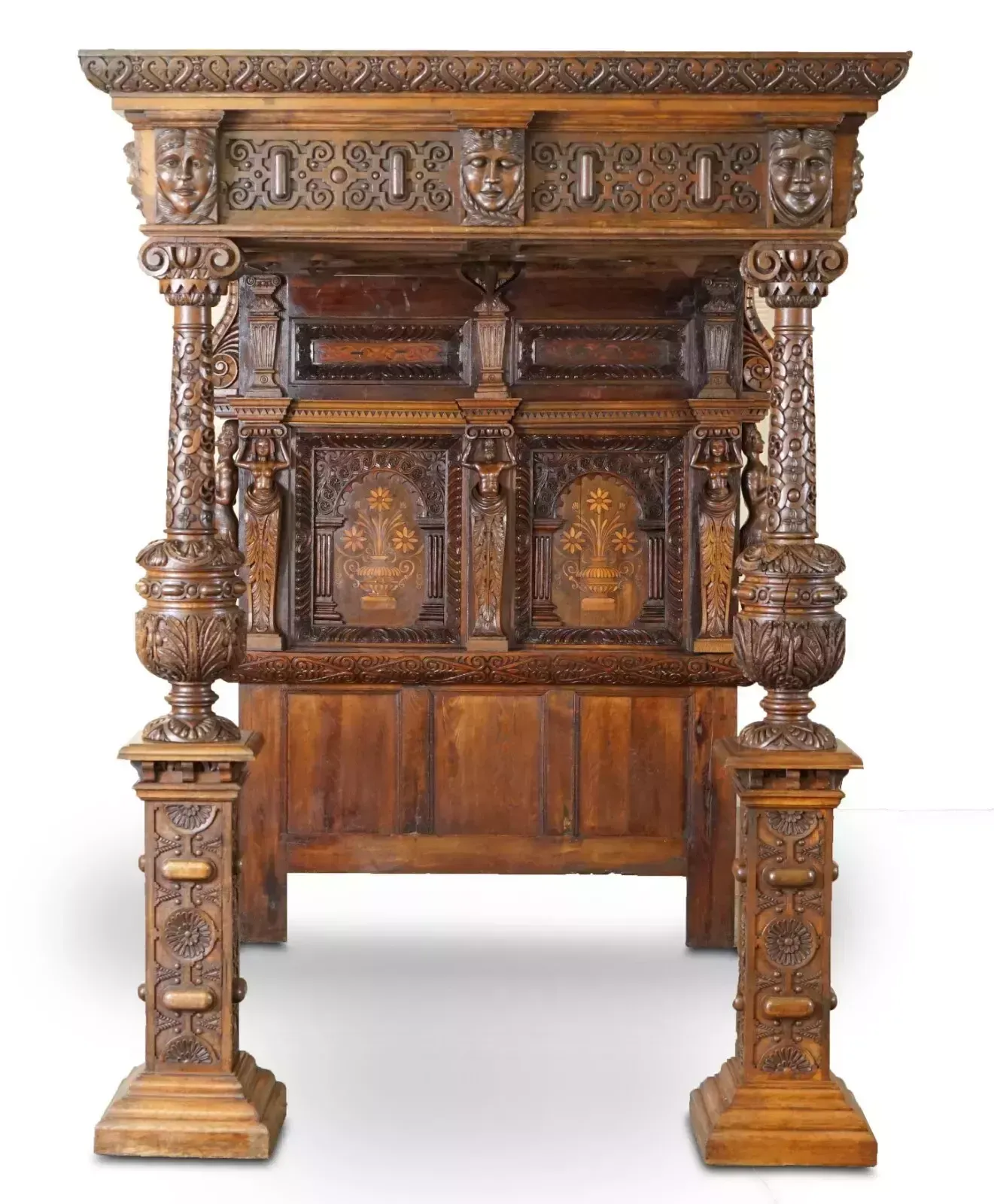 Large & Important Antique Circa 1600 Charles I Documented English Oak Tester Bed photo Furniture