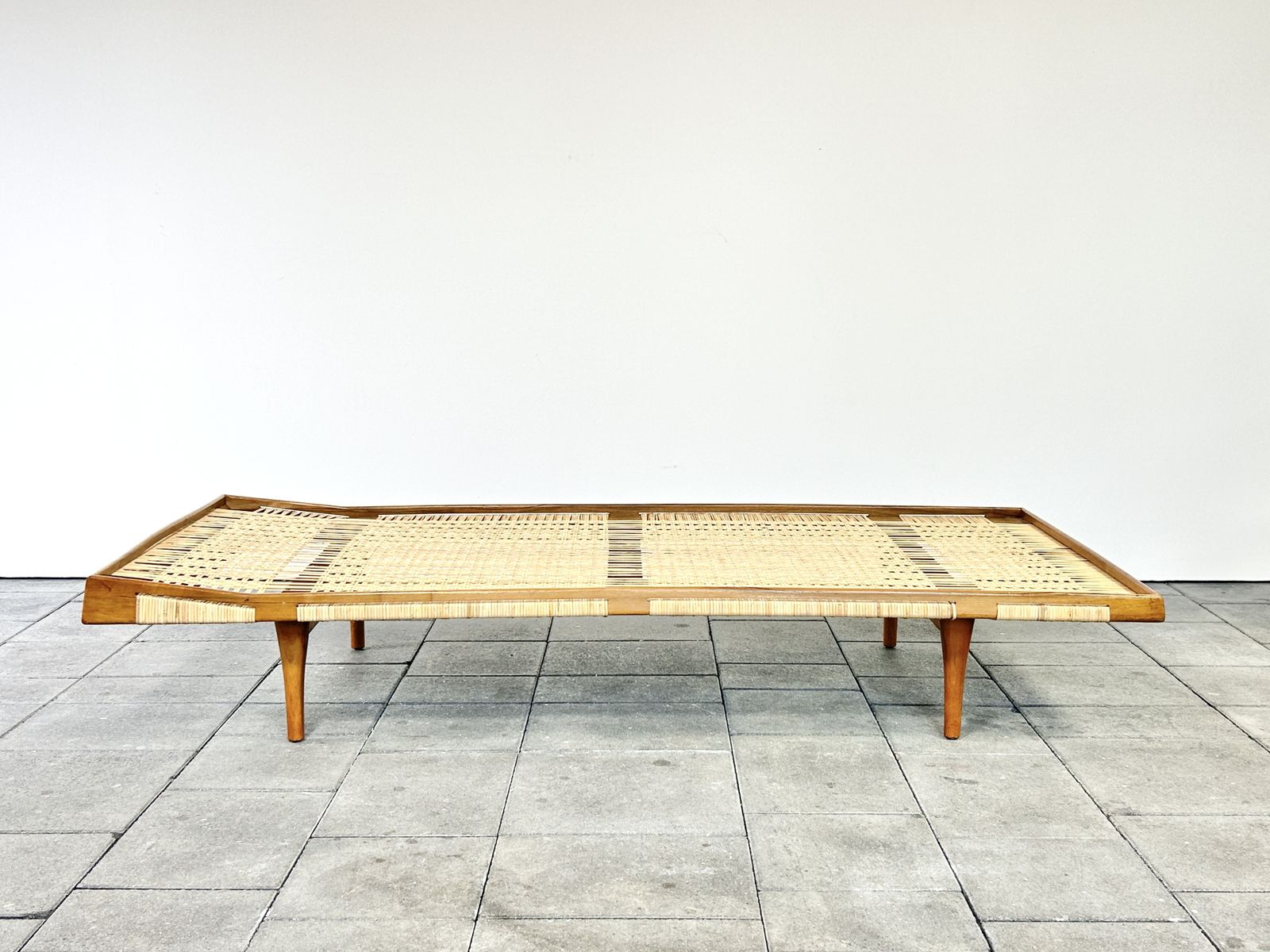 Walnut And Cane Daybed Attributed To Ib Kofod Lasen Denmark 1950ies
