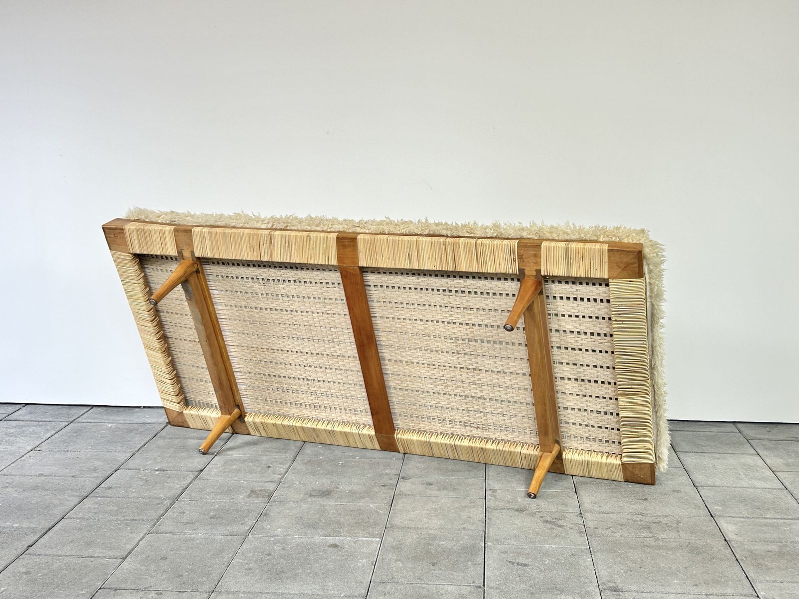 photo vintage Walnut And Cane Daybed Attributed To Ib Kofod Lasen Denmark 1950ies