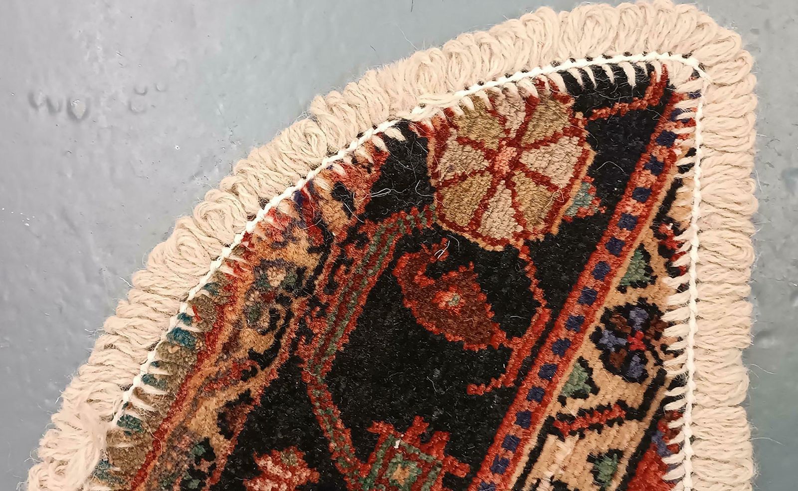 Handmade Rug Doormat Oriental Rug Semi Circular Interior Carpet Mat Entrance Way photo for sale