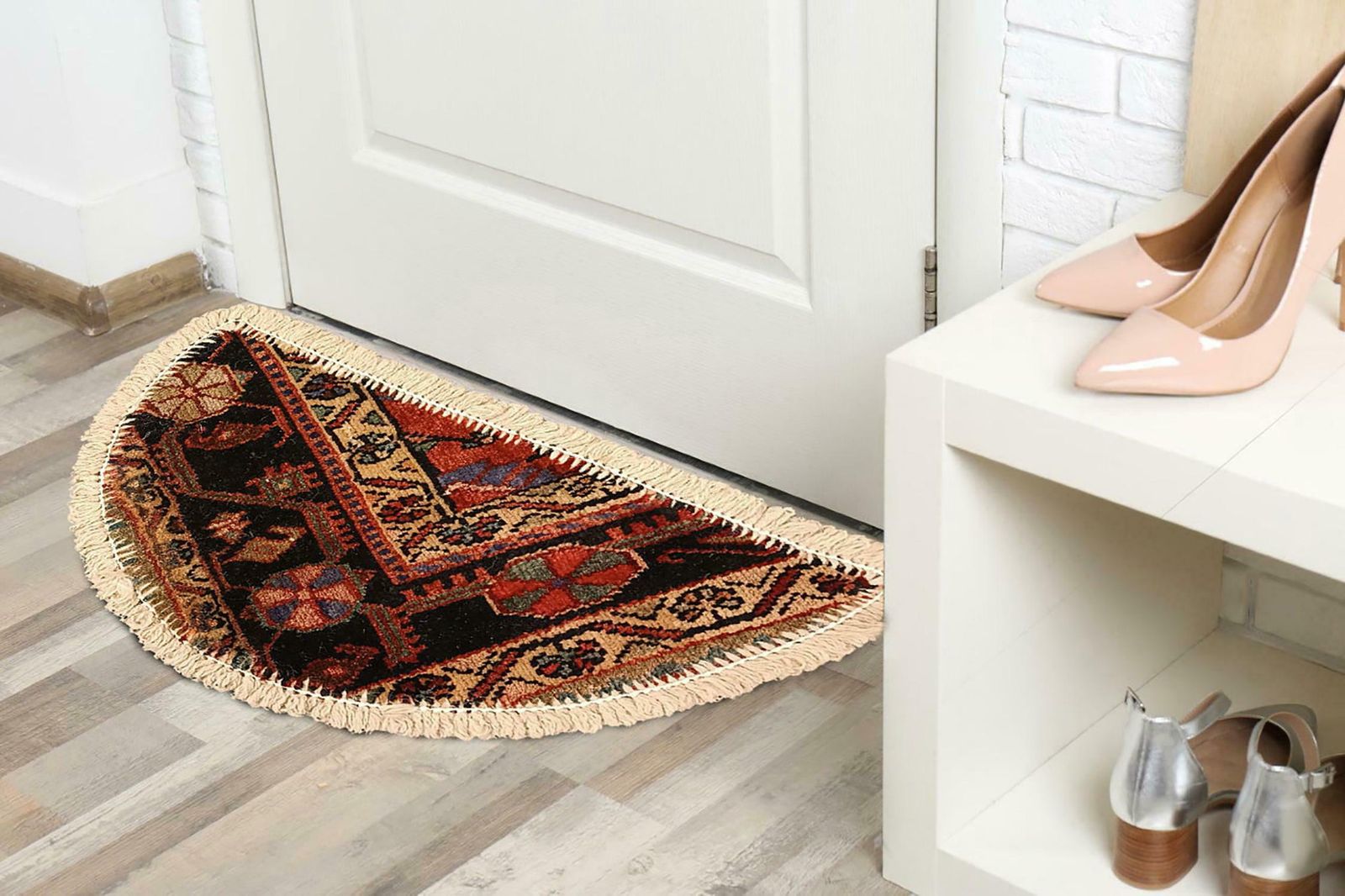 Handmade Rug Doormat Oriental Rug Semi Circular Interior Carpet Mat Entrance Way photo buy