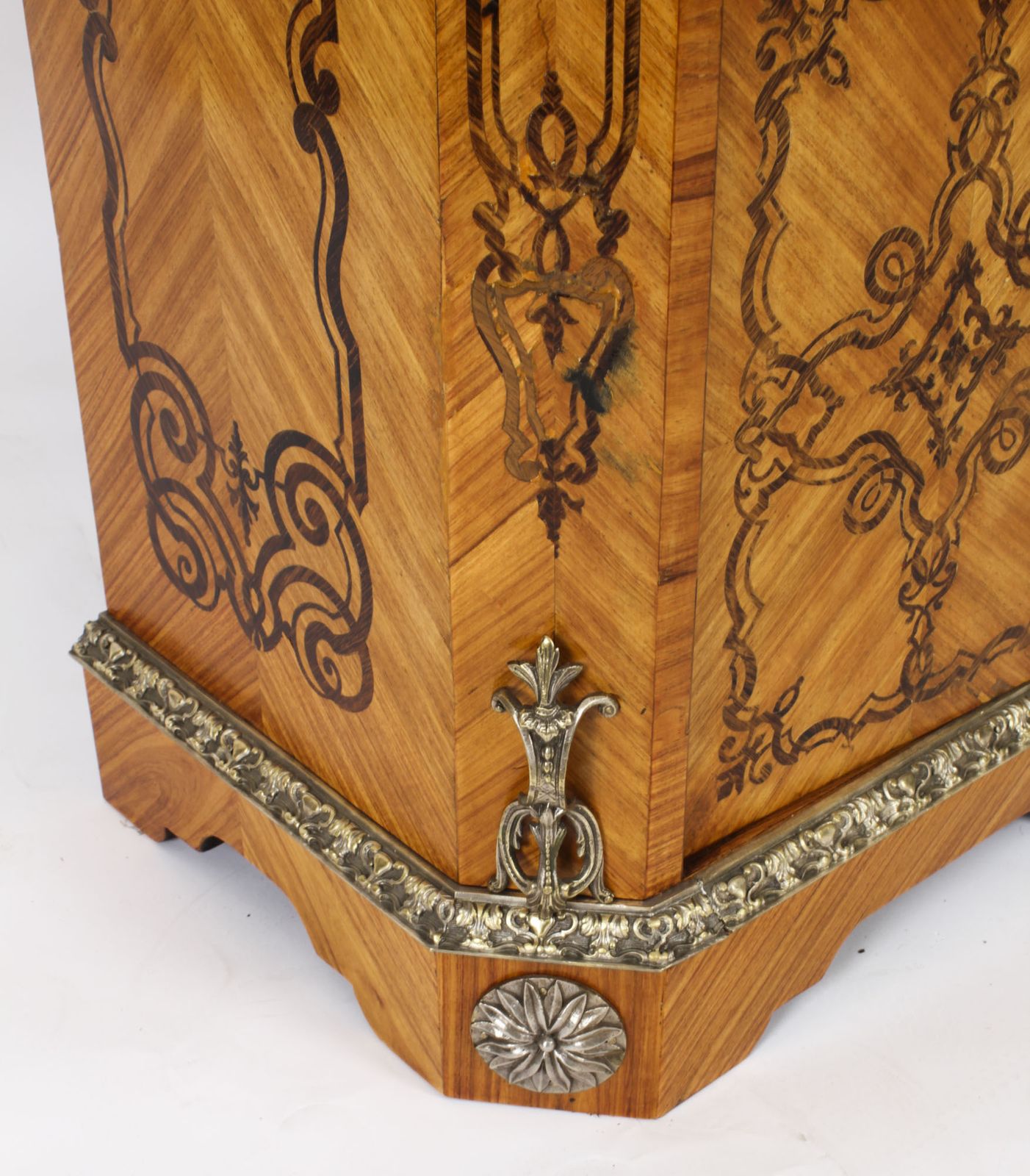 Furniture Antique Loius XV Revival Marquetry Kingwood Vitrine Display Cabinet 19th Century photo