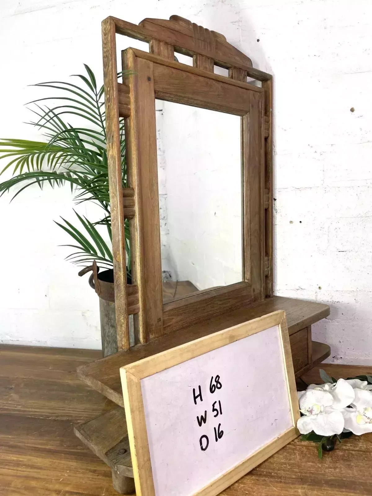 photo furniture Antique Indian Colonial Wooden Bathroom Shaving Wall Mirror