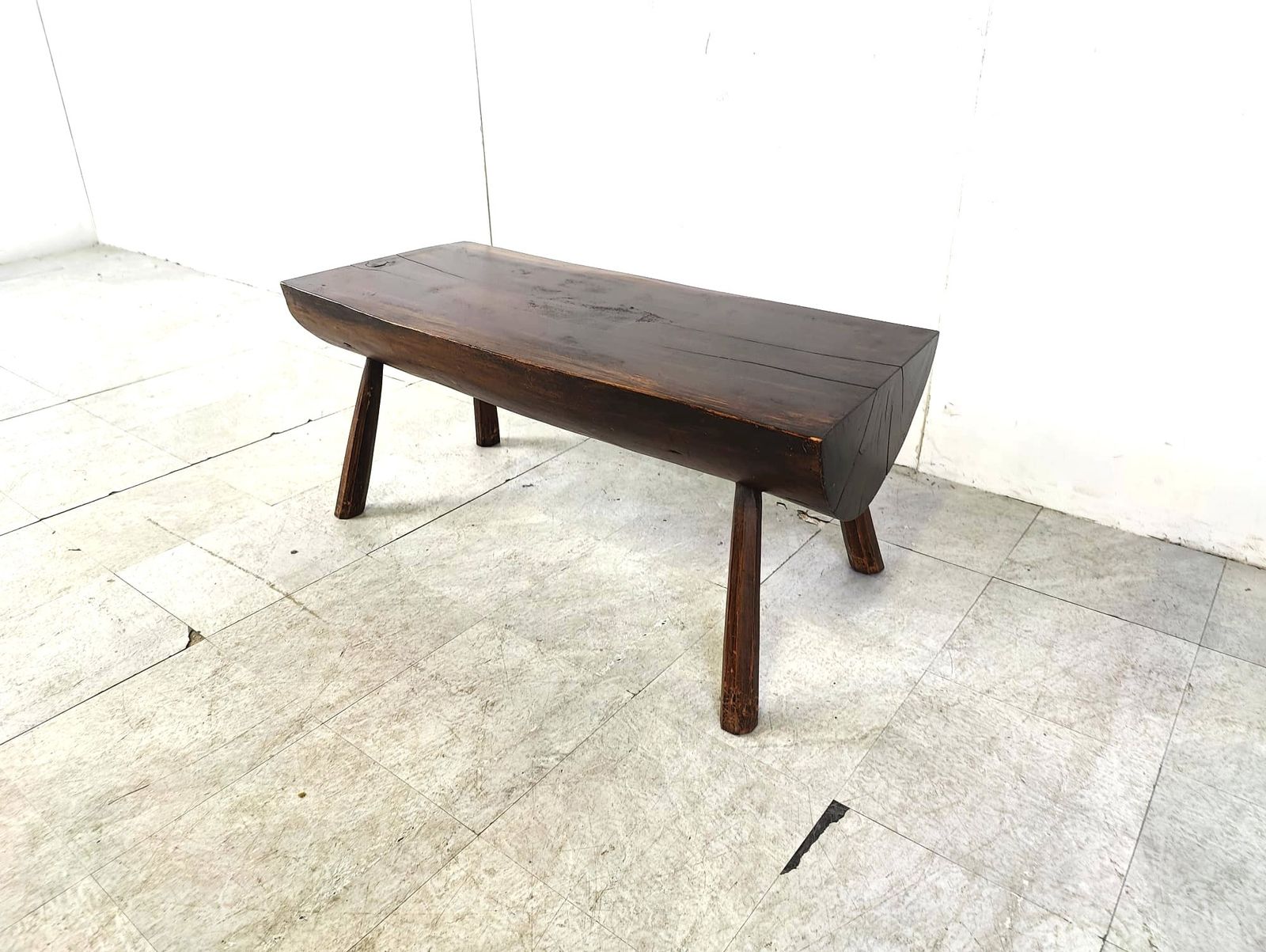 Solid Wooden Brutalist Coffee Table, 1960s photo vintage