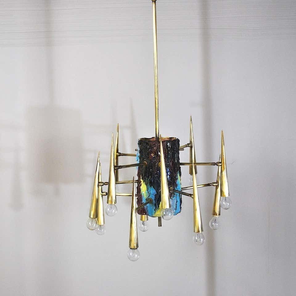 Leonardi Leoncillo Italian Chandelier, 1950s For Lumi photo for sale