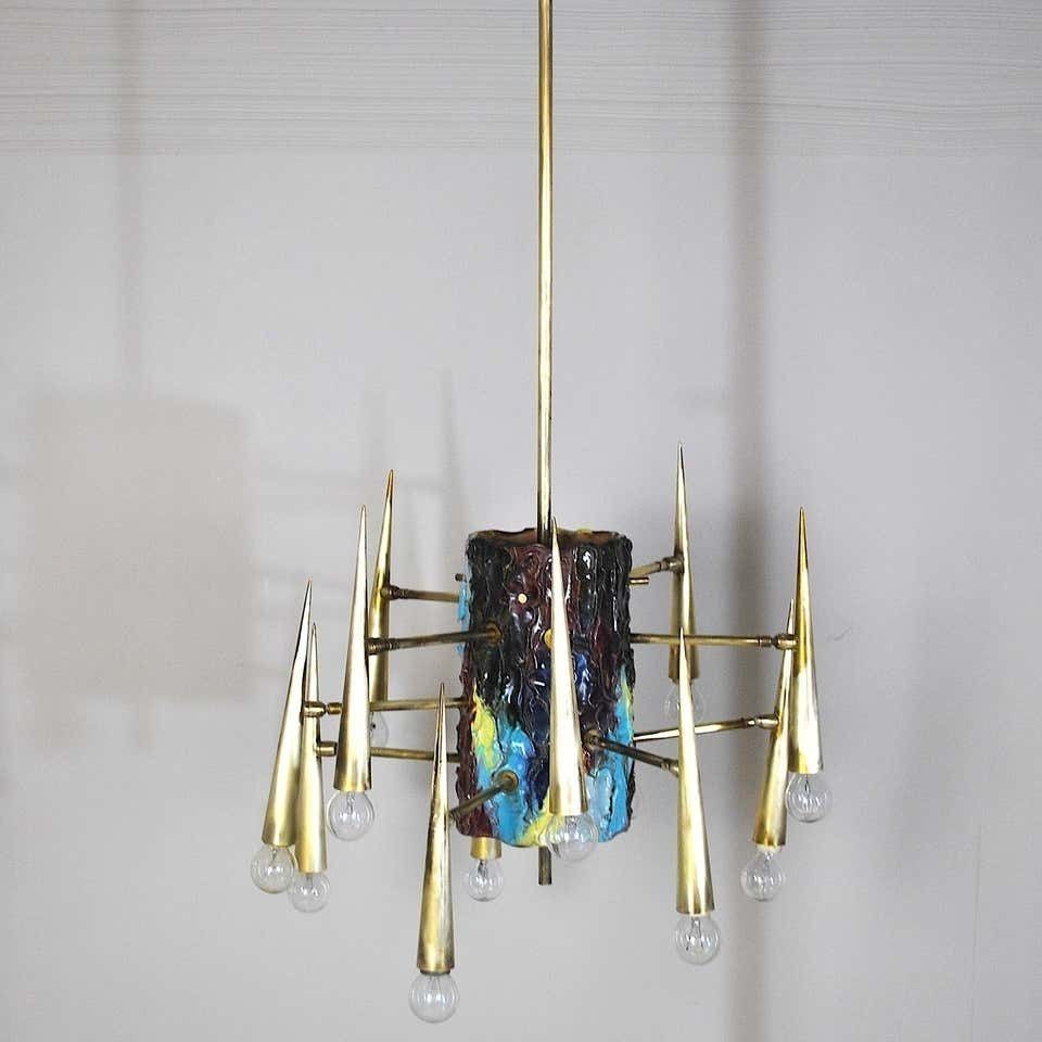 Leonardi Leoncillo Italian Chandelier, 1950s For Lumi photo Lighting