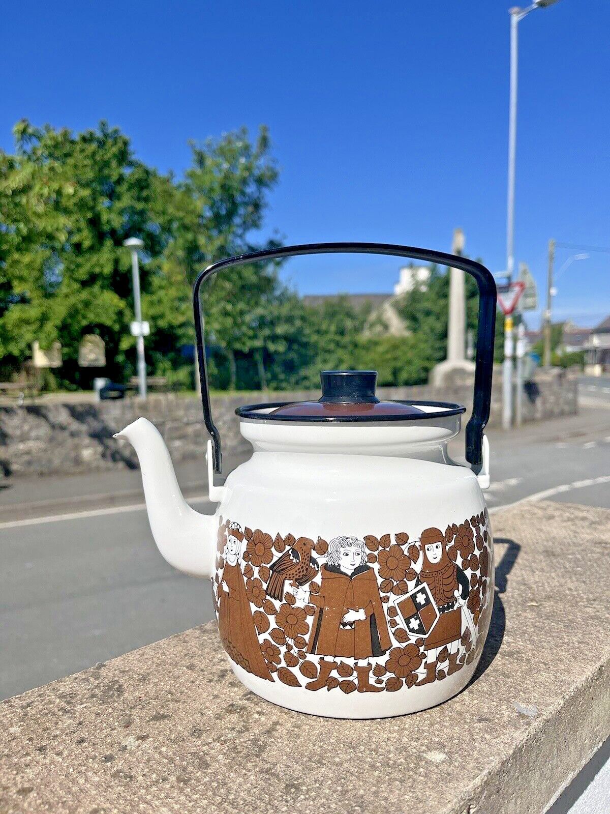 Vintage 60's Finel Arabia Finland Ritari Knight Scandi Stove Top Kettle Teapot
