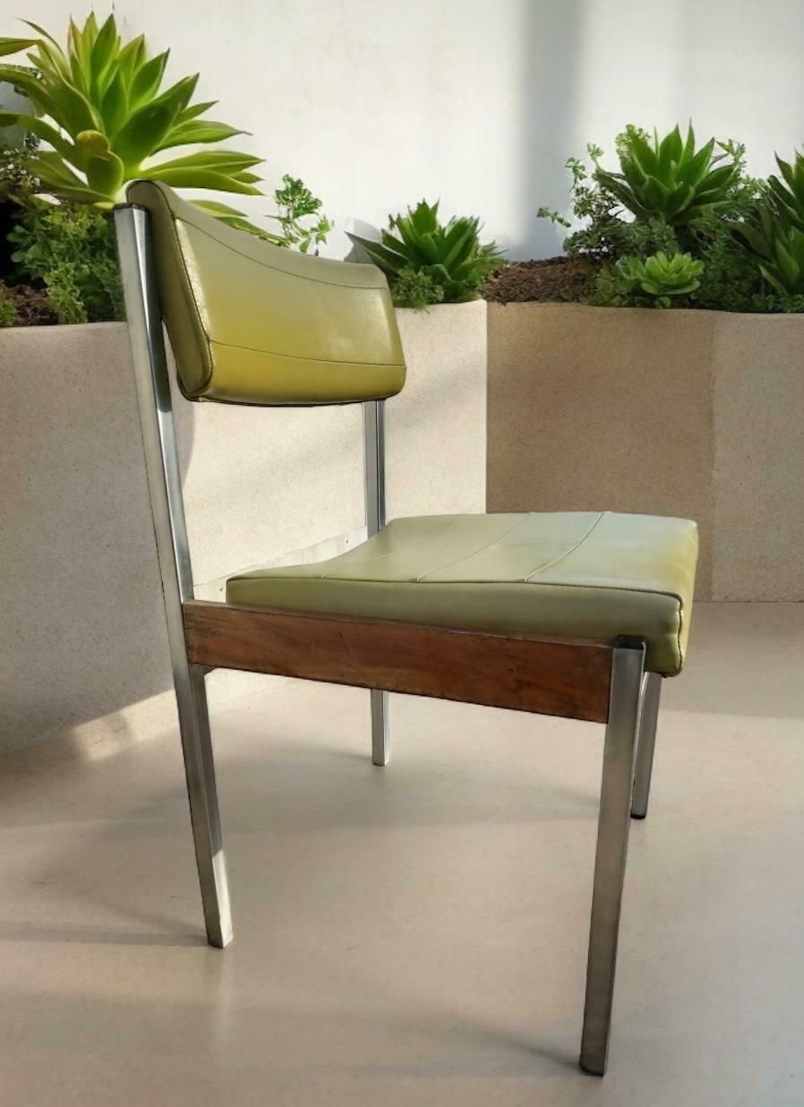 Mid Century Godfrey Syrett Olive Vinyl And Chrome Chair. photo Furniture