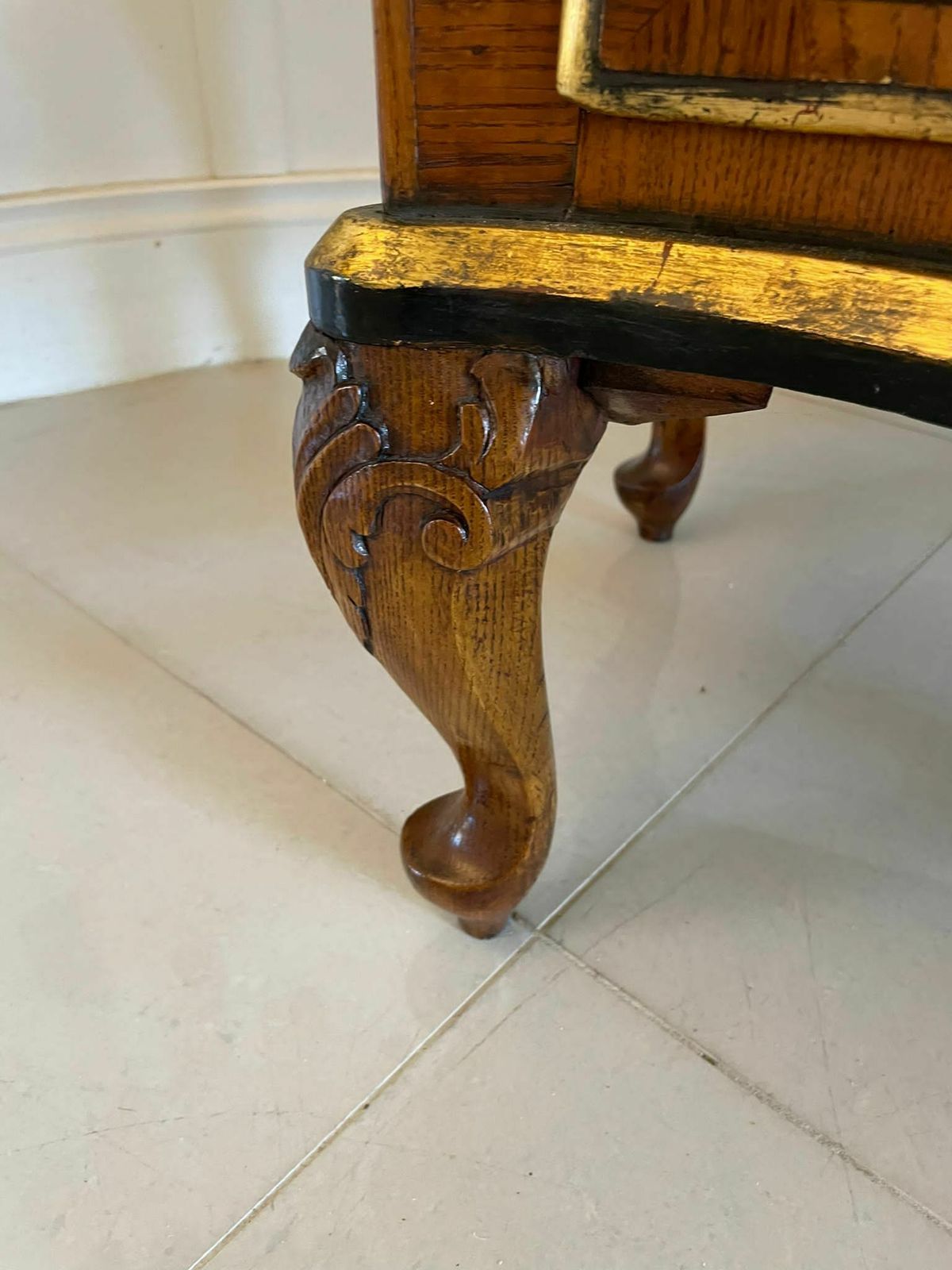 Antique 18th Century Quality Parquetry Inlaid Serpentine Shaped Marble Top Commode photo vintage