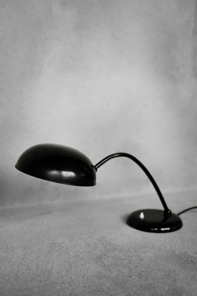 Vintage German Bauhaus Minimalist Black Metal Desk Lamp From Cosack, 1940s photo for sale