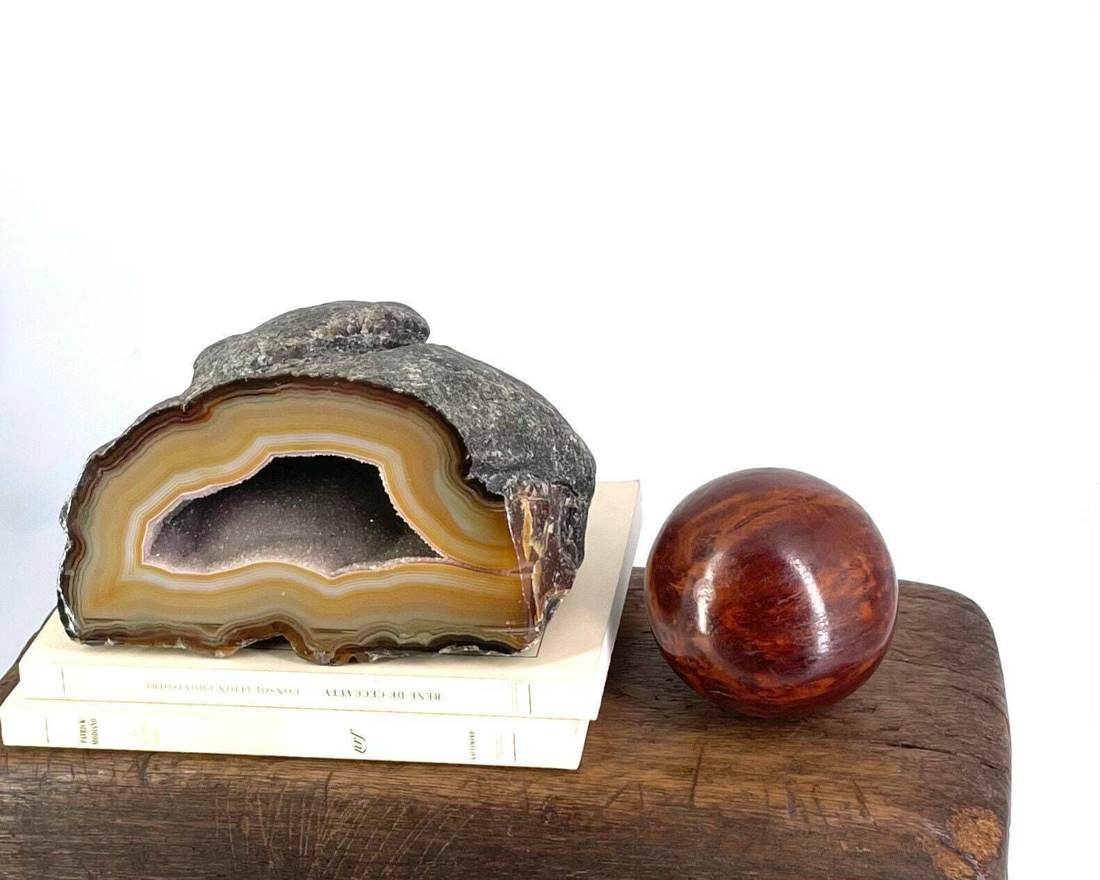 Brown Geode, Agate, 1970s / Quartz, Cabinet Of Curiosities, Boho Chic, Bohemian, Folk, Paperweight, Mineral, Stone, Nature