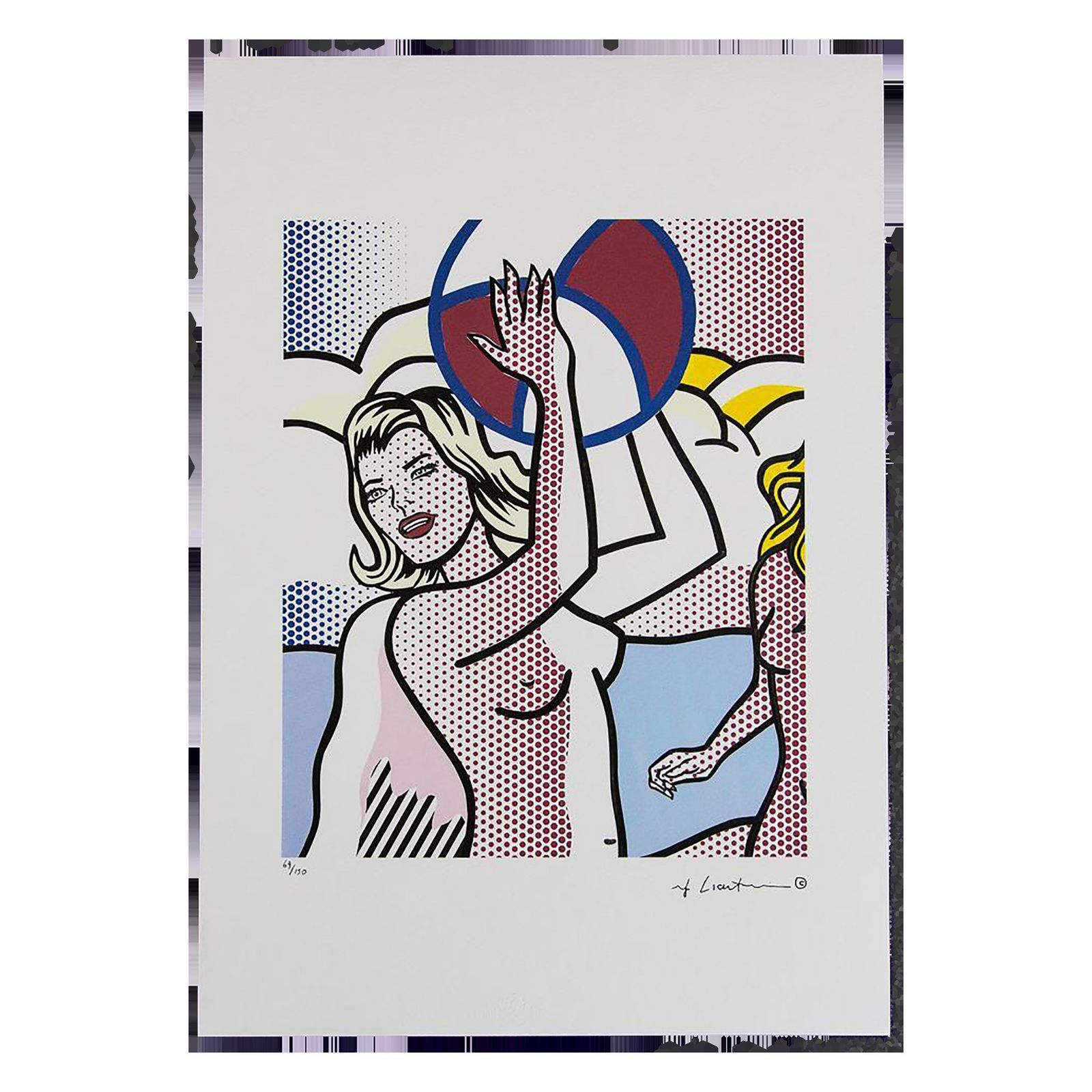 1980s Original Roy Lichtenstein "Nude With Beach Ball" Limited Edition Lithographv photo furniture