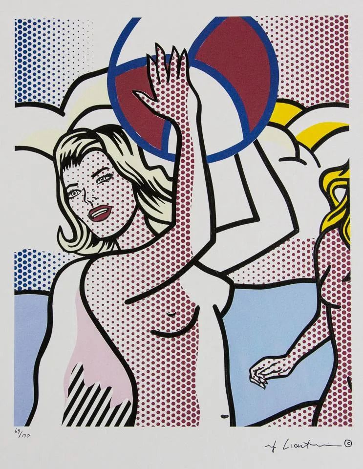 1980s Original Roy Lichtenstein "Nude With Beach Ball" Limited Edition Lithographv