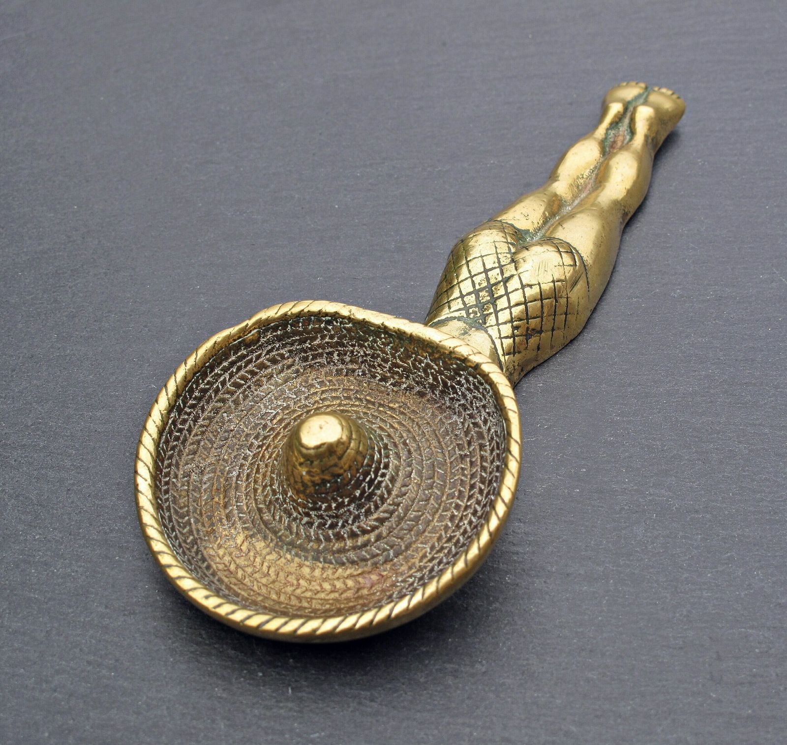 Brass Sunbathing Lady Ashtray   Sunbathing Lady With Sombrero Ashtray photo buy