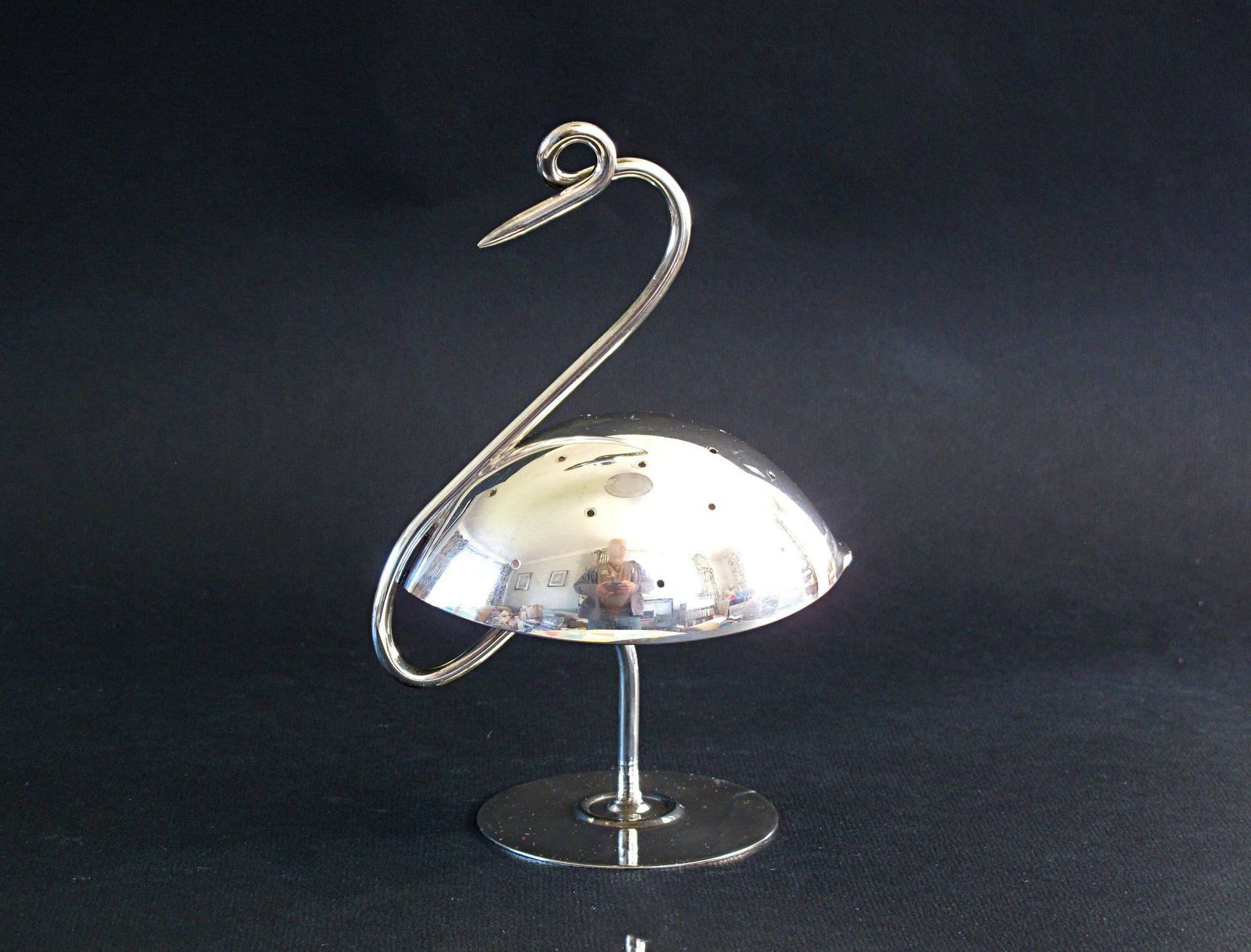 Napier Flamingo Hors D'oeuvres Holder   Art Deco Silver Plate Cocktail Stick / Toothpick Holder By Napier photo Home Decor