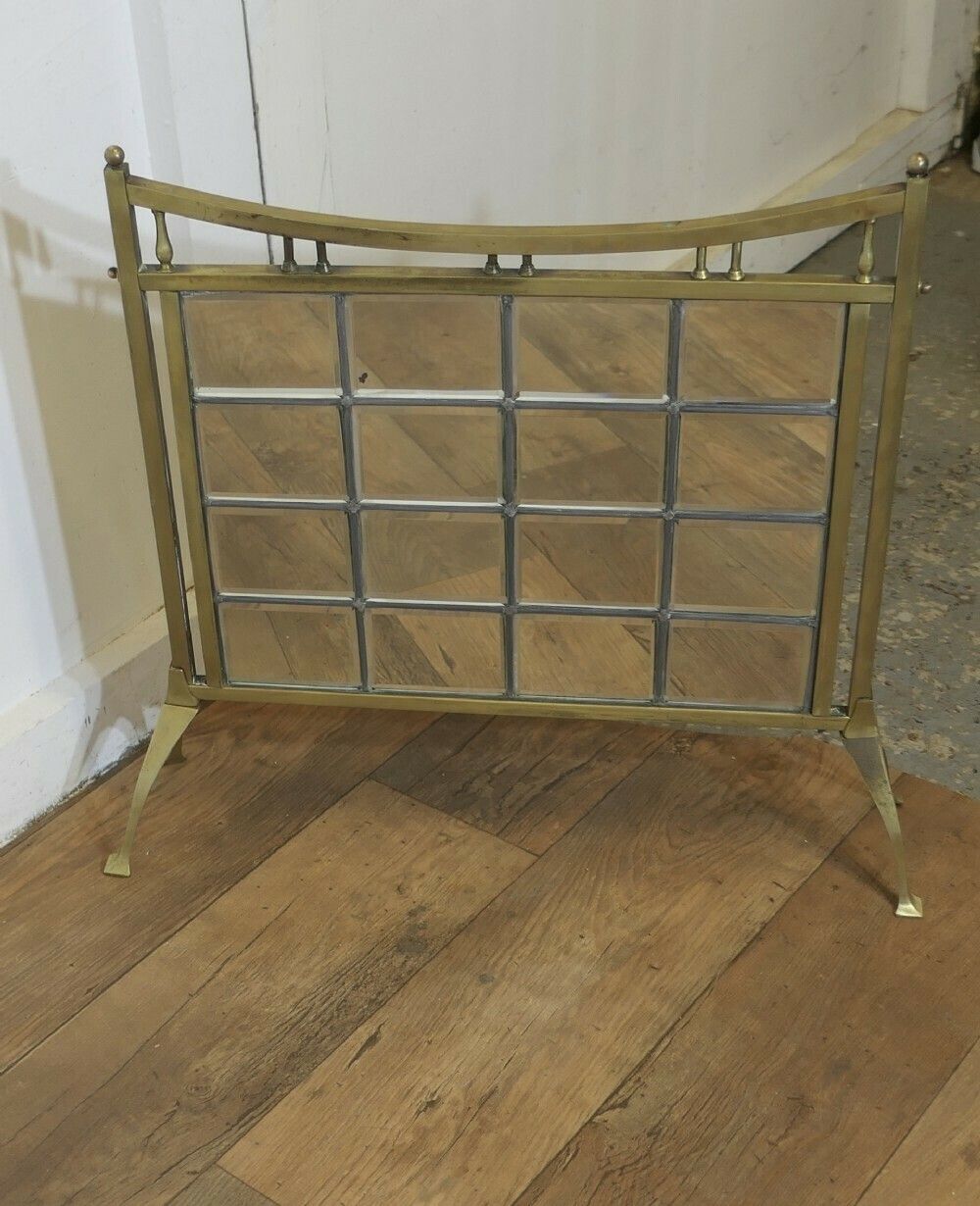 A Victorian Brass And Mirror Arts And Crafts Fire Screen photo for sale