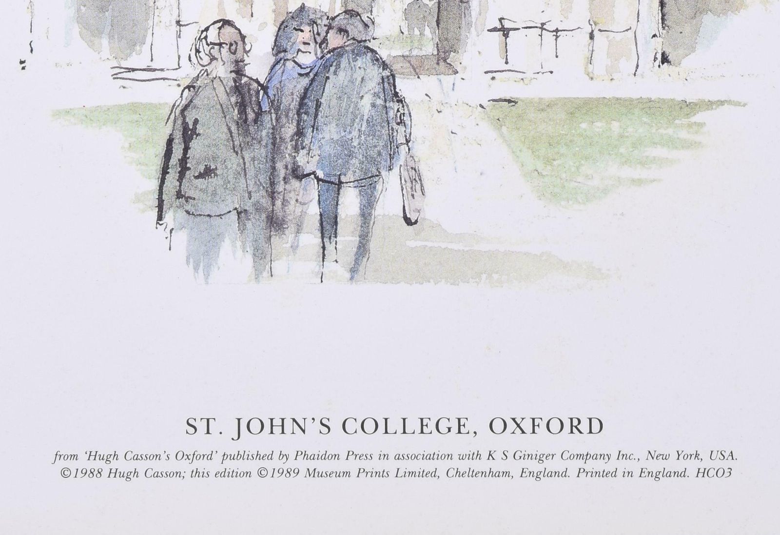 Hugh Casson St John's College, Oxford Lithograph By Hugh Casson 1989 photo 350.0