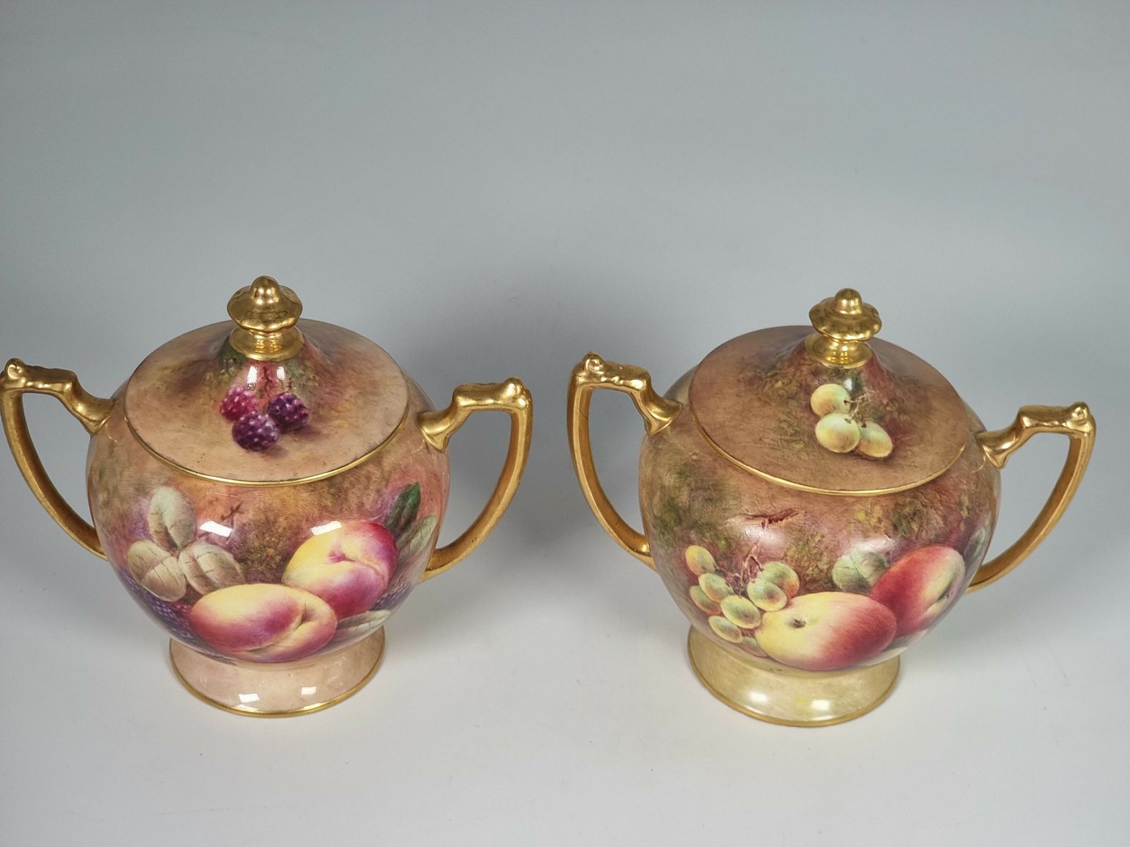 photo buy A Pair Of Coalport Vases Hand Painted With Fruit By Richard Budd