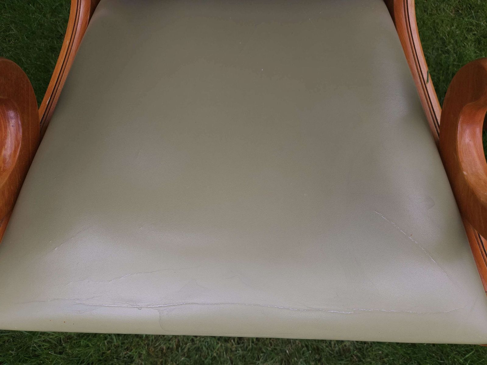 489.0 Trio Of Chesterfield Desk Chairs In Pale Olive Green Leather photo