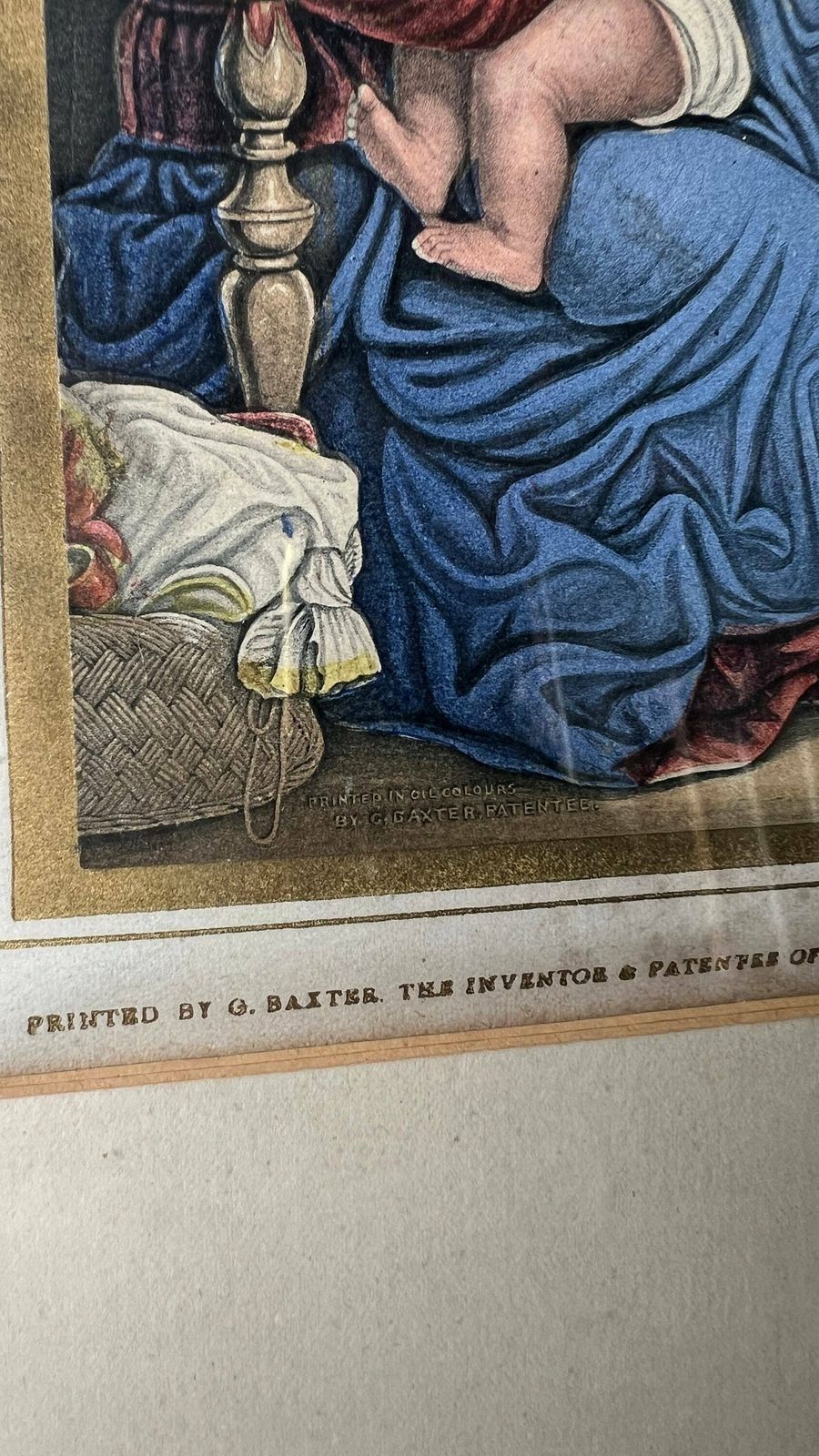 1849 Patented Oil Colour Print By G. Baxter After Raphael Madonna Of The Chair photo for sale