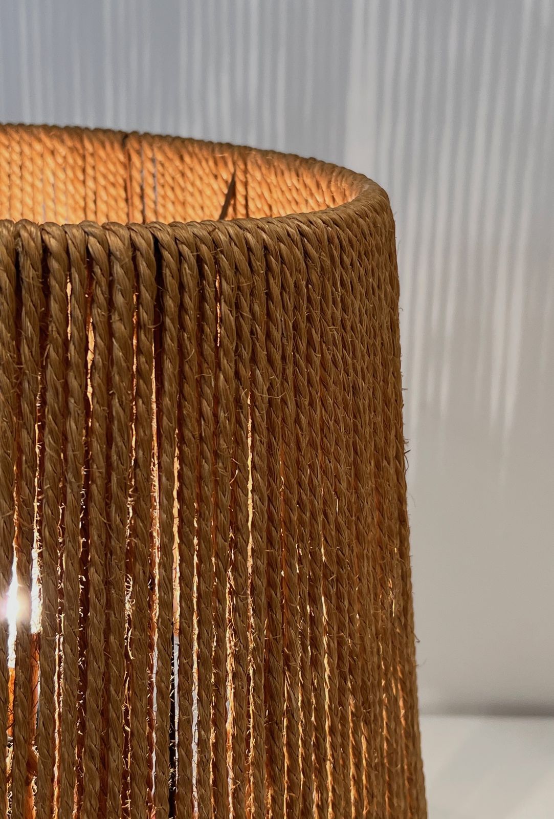 Round Rattan Lamp With Rope Shade In The Style Of Adrien Adoux And Frida Minet. Circa 1970 photo 1250.0