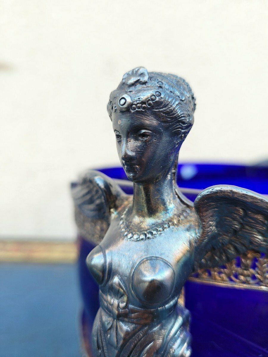 Hercules And Omphale, Glass And Silverplated Metal Bowl , Late 19th Early 20th Century photo vinterior